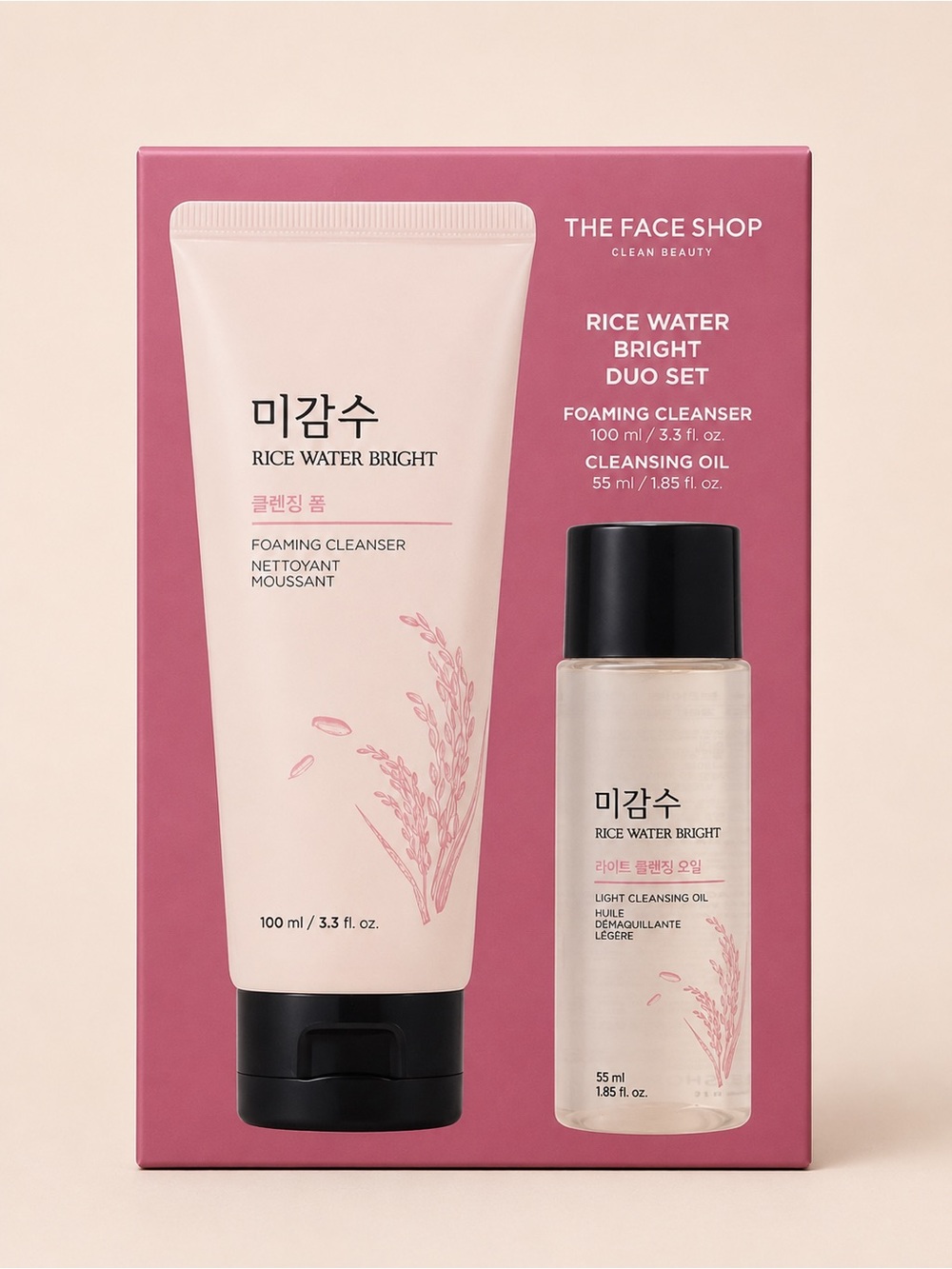 THE FACE SHOP Rice Water Bright Duo Set - Pink Cream Packaging